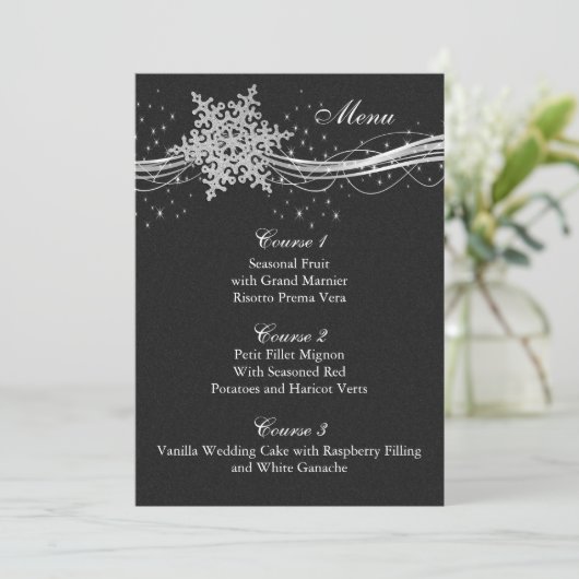 Flèches de neige en argent noir Cartes de menu de (Debout devant)
