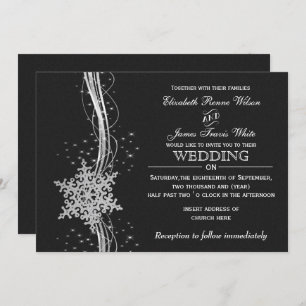 Flèches de neige en argent noir invitations de mar