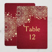 Flèches de neige Gold Carte de table de Noël rouge (Devant / Derrière)