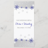 Flèches de neige gris bleu menu de mariage moderne (Devant)