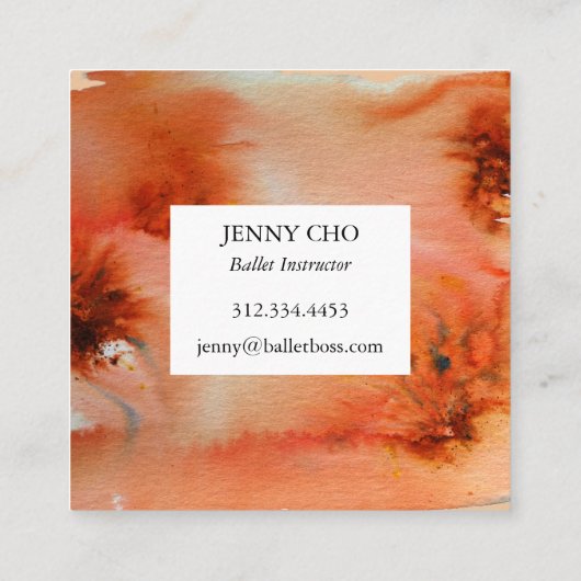 Flèches et éclaboussures carte de visite d'aquarel (Dos)