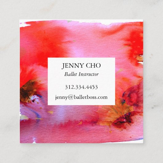 Flèches et éclaboussures carte de visite d'aquarel (Dos)