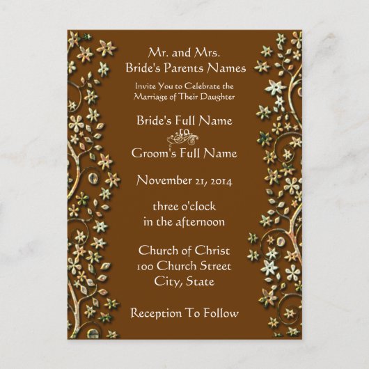 Flèches et fleurs faire-part de mariage-Brown (Devant)
