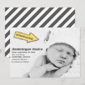 Flèches jaunes et noires Faire-part de naissance (Devant / Derrière)