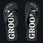 Flèches Mariages personnalisées en noir et blanc<br><div class="desc">Ces tongs sont parfaits pour le prochain Groom ! Customisez avec votre date de mariage.</div>