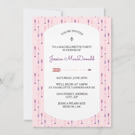 Fleches roses - Invitation à une soirée de bachelo (Devant)