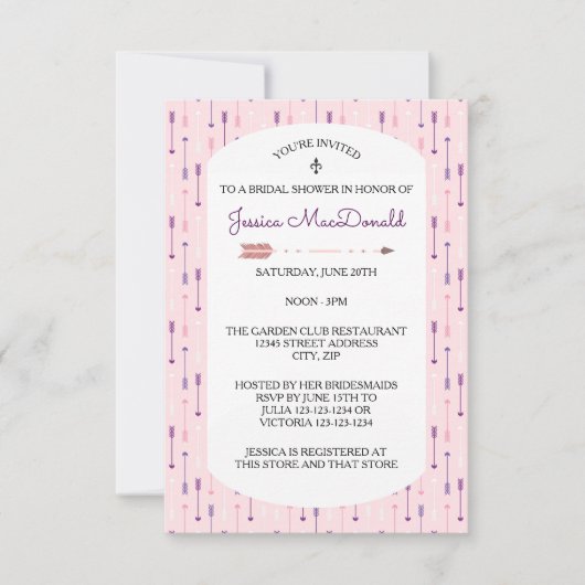Fleches roses - Invitation de Remise de Cadeaux de (Devant)