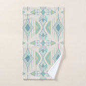 Flèches tribales, Verre de mer, Bleu, Crème, Sage (Serviette à main)