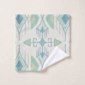 Flèches tribales, Verre de mer, Bleu, Crème, Sage (Gant de toilette)