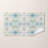 Flèches tribales, Verre de mer, Bleu, Crème, Sage (Serviette à main)