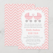 Flèches Twin Girl Baby Shower Invitations (Devant / Derrière)