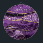 Fléchettes Agate Violet violet or Nom personnalisé Cible de f<br><div class="desc">Cibles de flechettes avec Agate Violet Or Parties scintillant Géode Nom personnalisé Marbre étincelant Anniversaire - Anniversaire ou Mariage Cadeau / Fournisseur - Ajouter votre nom - Texte ou supprimer - Faire votre cadeau spécial - Redimensionner et déplacer ou ajouter du texte / des éléments avec outil de personnalisation. Conception...</div>