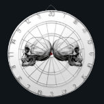 Fléchettes Cible de flechettes noire et blanche de crâne de<br><div class="desc">Os de profil de crâne de protecteur de Halloween.
Créé par SkySkull
Le crâne est le symbole connu le plus ancien de l'humanité
Avez-vous peur ?
Chaque jour est Halloween
Les pirates n'ont pas peur
Ils sont humains
Plus de conceptions et de produits viendront</div>