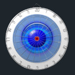 Fléchettes Cible de flechettes - Orbes concentrés<br><div class="desc">Les orbes bleues sont centrées sur un arrière - plan bleu clair. L'orbe rouge centrale est plus petite,  l'autre est un cercle 3d bleu foncé solide,  l'autre est une plus grande boule translucide. L'anneau extérieur est blanc.</div>