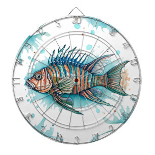 Fléchettes Cible de flechettes - Série d'aquarelle : Poisson-