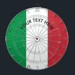 Fléchettes Drapeau italien de cible de coutume de l'Italie<br><div class="desc">Drapeau italien de cible de coutume de l'Italie. Concepteur du jeu de drapeau de pays pour la maison, la chambre à coucher, le pub, la barre, le panneau de dard de fierté de tricolore du mancave etc. Italie. Personalizable avec votre propre texte. L'idée fraîche de cadeau d'héritage pour des amis,...</div>