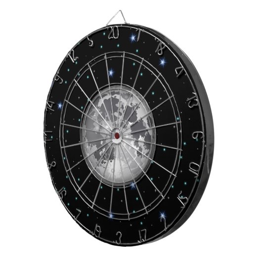 Fléchettes Lune dans la cible étoilée de l'espace (Devant droit)