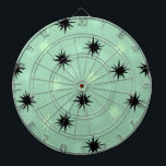Fléchettes Starbursts de Jade et Mint Atomique Cible de flech<br><div class="desc">Cette Cible de flechettes Atomic Jade and Mint Starbursts a tout le plaisir moderne du milieu du siècle de la cuisine de votre grand-mère, moins le linoléum collant. Le design kitschy est composé d'un arrière - plan jade avec des taches d'or et des starbursts placés aléatoirement en noir, jade et...</div>