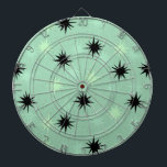Fléchettes Starbursts de Jade et Mint Atomique Cible de flech<br><div class="desc">Cette Cible de flechettes Atomic Jade and Mint Starbursts a tout le plaisir moderne du milieu du siècle de la cuisine de votre grand-mère, moins le linoléum collant. Le design kitschy est composé d'un arrière - plan jade avec des taches d'or et des starbursts placés aléatoirement en noir, jade et...</div>
