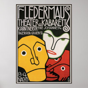 Fledermaus Theater and Cabaret, 1907 Poster