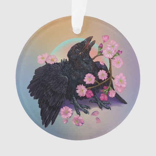 Fledgling met appelbloesems ornament (voorkant)