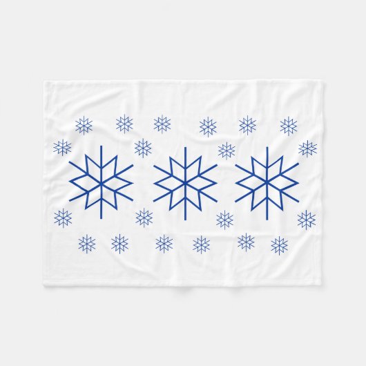Fleece Blanket - Blue Snowflake Deken (Voorkant (Horizontaal))