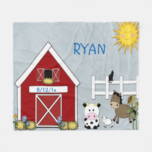 Fleece Blanket Farm Animals, Paarden, Koe Lamb. Deken