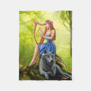 Fleece Blanket, fee en vriend wolf. Deken