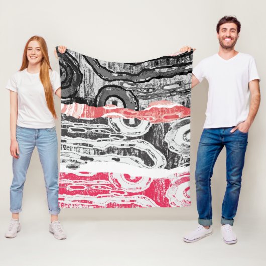 Fleece Blanket – Friction Lands Abstract Design (In situ)