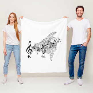 Fleece Blanket - Grand Piano en Personeel Deken