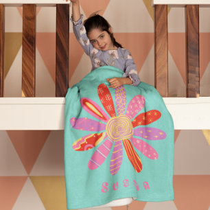 Fleece Blanket in pastakleur met naam voor kindere