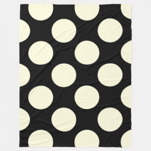 Fleece Blanket Large Circles Stippen Black Cream