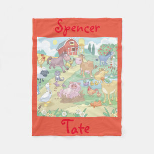 Fleece Blanket/Personalised Cartoon Farm Animals Deken