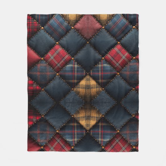 Fleece Blanket Quilt Red Navy Yellow Pattern (Voorkant)