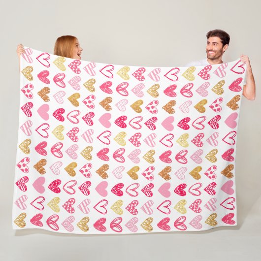 Fleece Blanket - Roze en goudharten Deken (In situ)