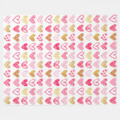 Fleece Blanket - Roze en goudharten Deken (Voorkant (Horizontaal))