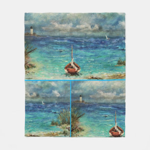 Fleece Blanket Sailships Stormy Zeeen ANNSLEE