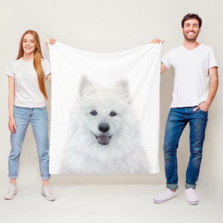 Fleece Blanket, Samoyed Dog by miart Deken