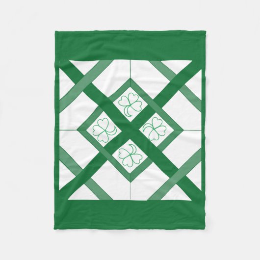 Fleece Blanket - Shamrocks op Squares (Voorkant)