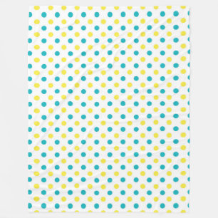Fleece Blanket/Yellow en Blue Polka Dots Deken
