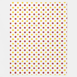 Fleece Blanket/Yellow en Burgundy Polka Dots Deken