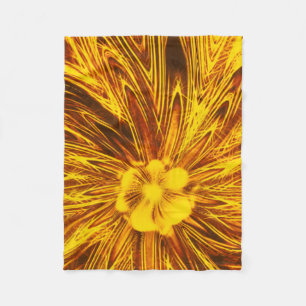 Fleece Deken Abstracte Lijnen Gele Bloem