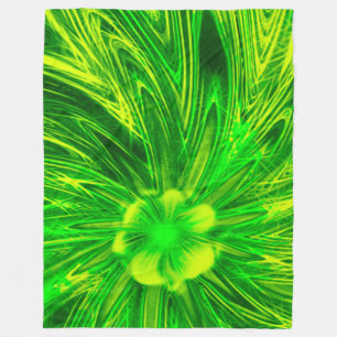 Fleece Deken Abstracte Lijnen Groene Bloem