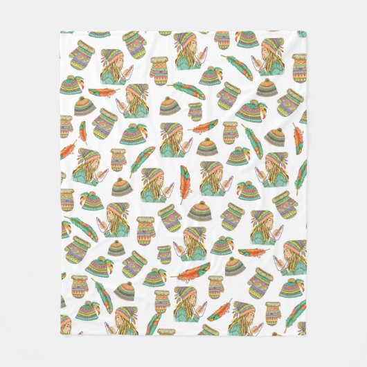 Fleece Deken Boho Pet Meisje (Voorkant)