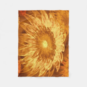Fleece Deken Fantasy Bloemen Geel