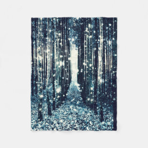 Fleece deken: Magisch bos grijsgroen elegant Deken