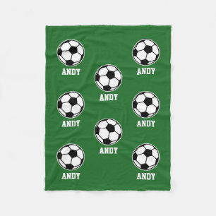 Fleece deken met op maat gemaakte naam voetbalpatr