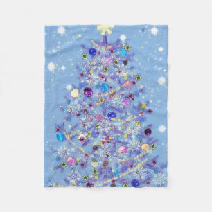 Fleece deken met versierde kerstboom