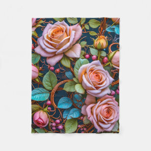 Fleece deken (vintage rozen)