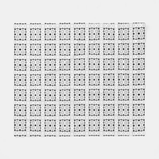 Fleece deken, wit & zwart geometrisch patroon (Voorkant (Horizontaal))